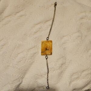 Gold Chain Bracelet with Yellow Stone